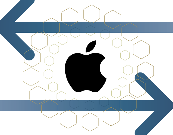 Apple graphic with arrows